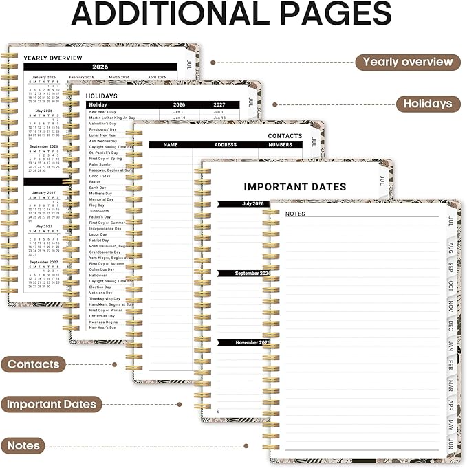Planner 2026-2027, Academic Monthly and Weekly Calendar Planner for Women, July 2026 - June 2027, Hardcover Pretty Agenda Planner Book with Tabs, Spiral Daily Organizer for School Office Home Supplies, 6.3" x 8.5" - Magical Forest