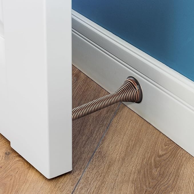 Ravinte Door Stoppers, 18 Pack Spring Door Stops with Rubber Bumper, Oil Rubbed Bronze Door Stoppers for Bottom of Door