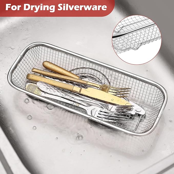 2Pack Stainless Steel Tumbler Cup Lid Organizer Inside Cabinet, Mason Jar Lid Holder, Rectangular Basket for Storage of Silverware, Chopsticks, straws and Utensils