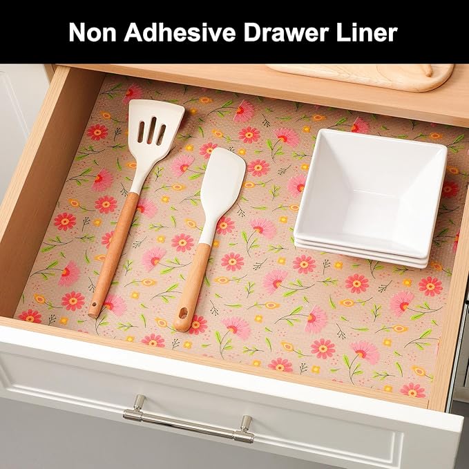 Cooyes Shelf Liner - Premium Non-Adhesive Cabinet & Drawer Liner for Kitchen - Waterproof Shelf Paper with Modern Pattern - Durable EVA Cabinet Mat - Easy to Cut (11.8" W x 360" L)