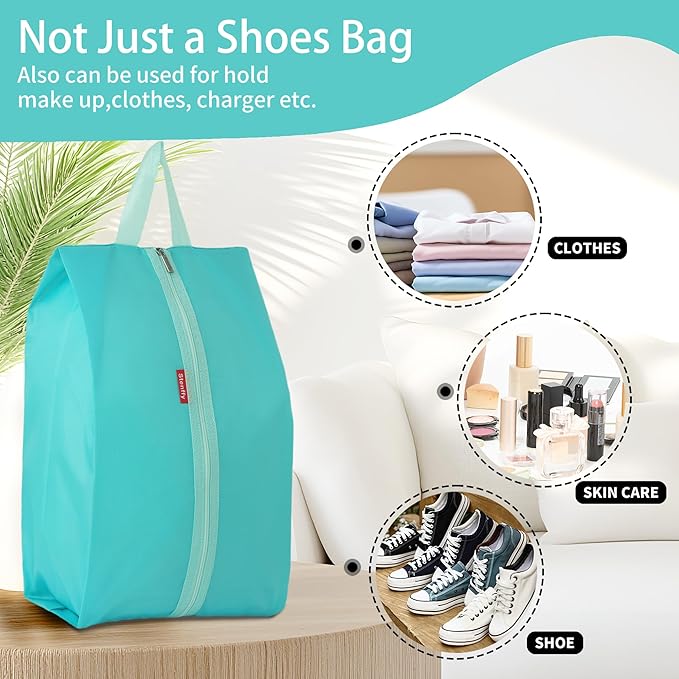 6pcs Portable Shoe Organizer, Travel Pouches with Zipper, Golf Shoe Bags, Clothes Bags, Soccer Cleats Bag Shoe Pouch for Gym, Waterproof, Odor-Resistant (Blue)