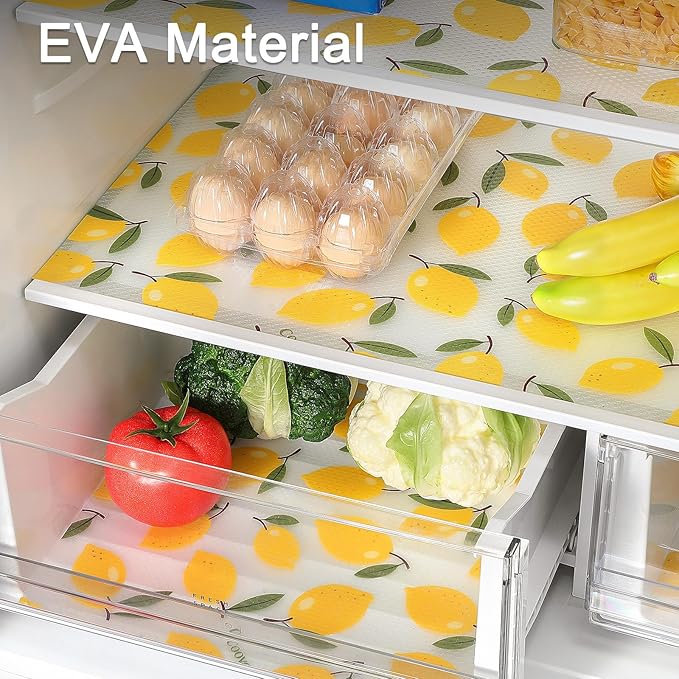 Cooyes Shelf Liner, Non-Adhesive Cabinet Liners for Kitchen Drawers, Shelves, Refrigerator, Pantry Storage, Bathroom Closet, Fridge, Durable Waterproof EVA Mats(11.8" W x 360" L, Yellow Lemon)