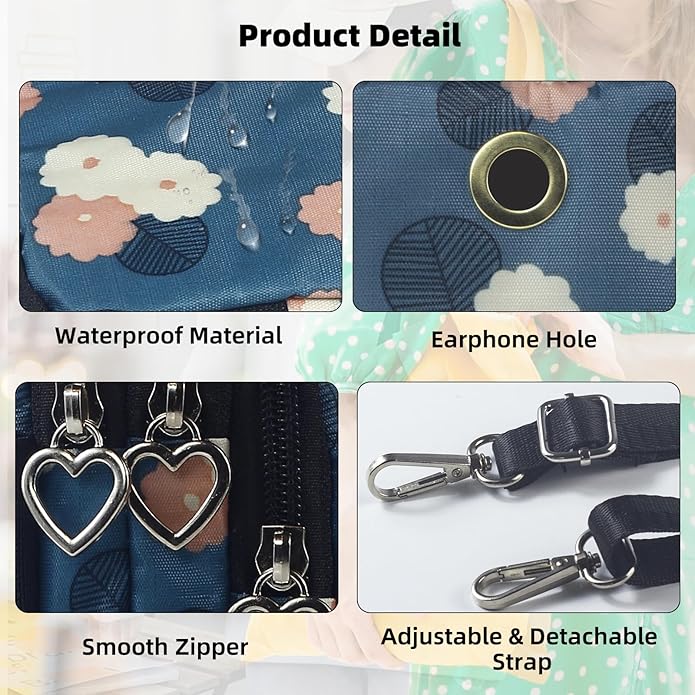 JANKS Small Crossbody Bag for Women - Mini Phone Purses with Crossbody Strap and Wallet - Nylon Arm Bag