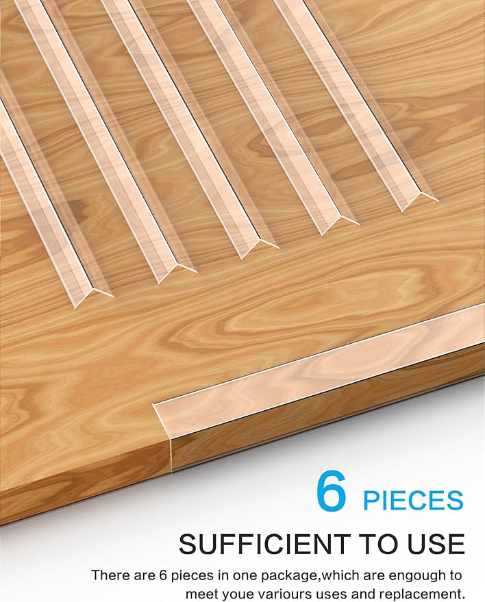 6PCS Clear Self-Adhesive Night Stand Corner Protectors，Corner Guards & Edge Protector for Wall Door Frame Cabinet Baseboard & Door, Table, Stair (3x40cm/1.18x15.75in)