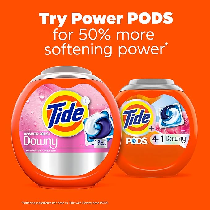 Tide PODS Laundry Detergent soap with a touch of Downy 4-in-1 Detergent, 85 Count, Stain Remover, Freshness, Softness, Fabric Protecter, HE Compaible