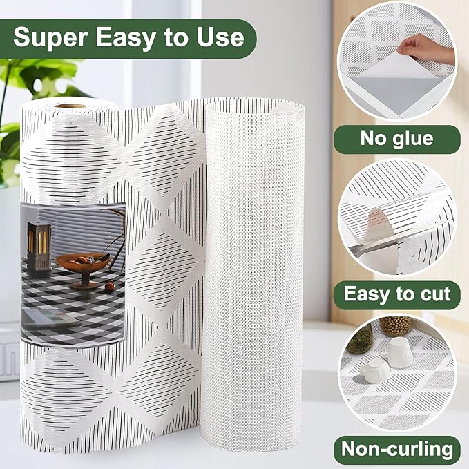 Drawer and Shelf Liner for Kitchen, Non-Slip Non-Adhesive Cabinet Liners for Cupboard, Dresser, Shelves, Tool Box, Pantry, Thickened Easy Install, Strong Grip, 11.8in x 10FT, Gray