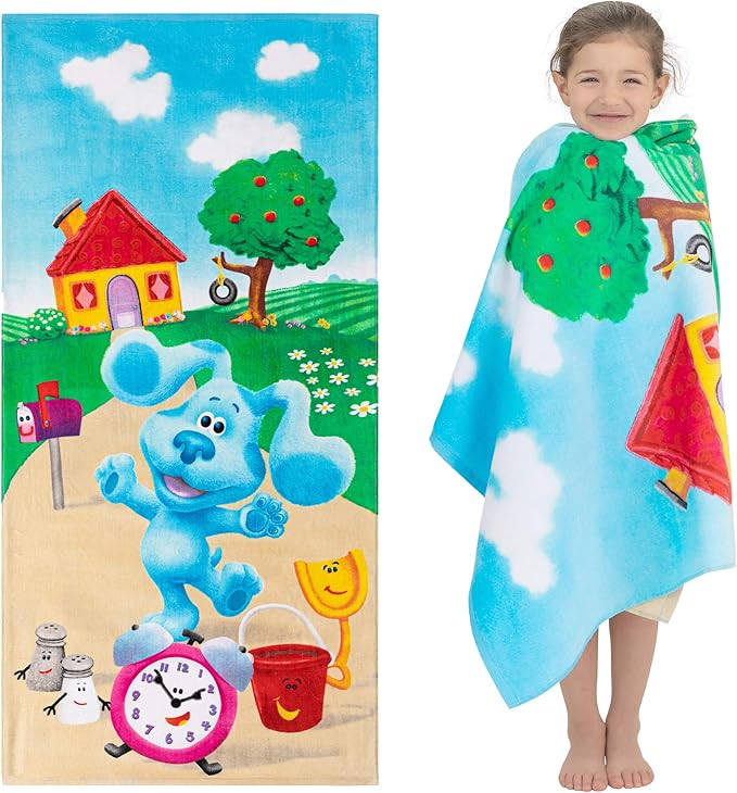 Franco Kids Super Soft Cotton Bath/Pool/Beach Towel, 58 In x 28 in, Blues Clues