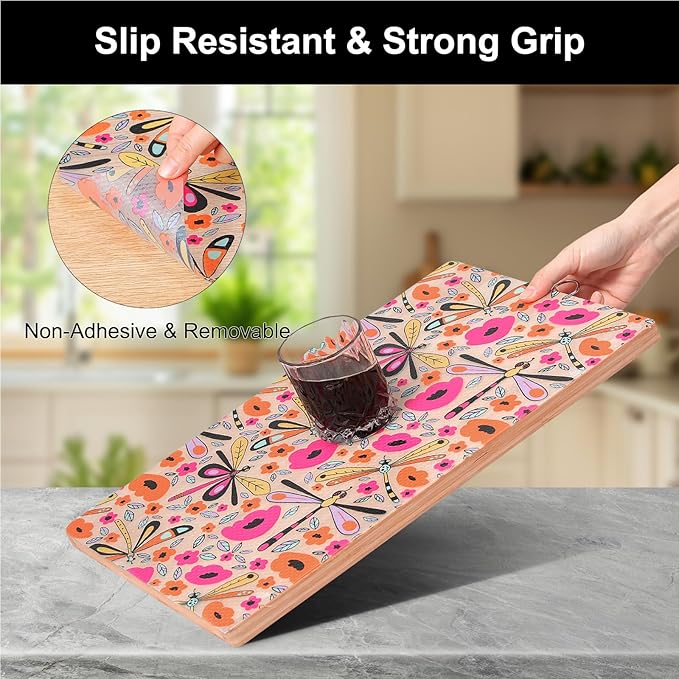 Cooyes Shelf Liner – Non-Slip Cabinet & Drawer Liner for Kitchen – Non-Adhesive Waterproof Shelf Paper with Modern Pattern – Durable EVA Cabinet Mat – Easy to Cut (Amethyst,17.5" W x 360" L)