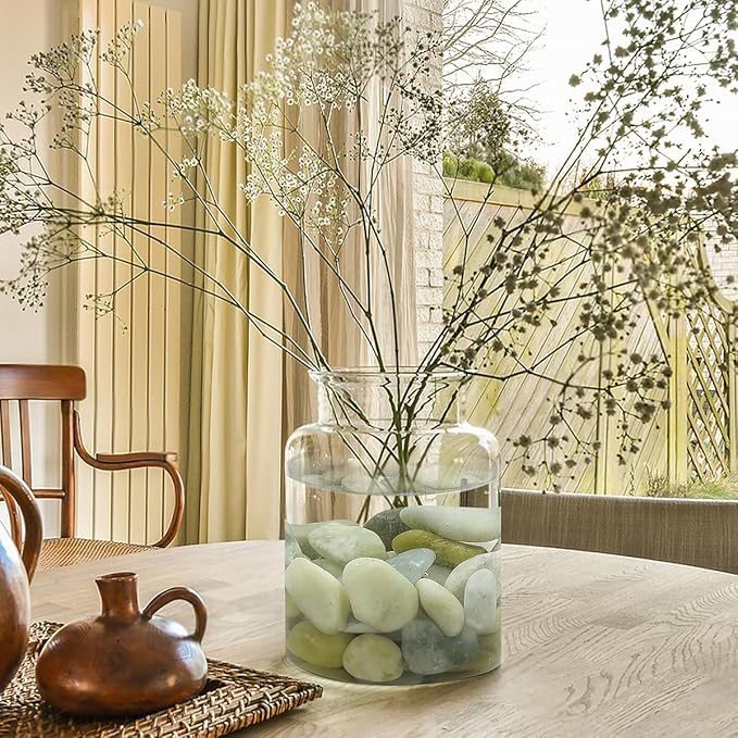 2lbs Jade Pebbles for Plants, 1-2 Inch High Polished Natural River Rocks for Landscaping, Decorative Stones Vase Filler Fish Tank Aquariums Garden Outdoor and Indoor DIY