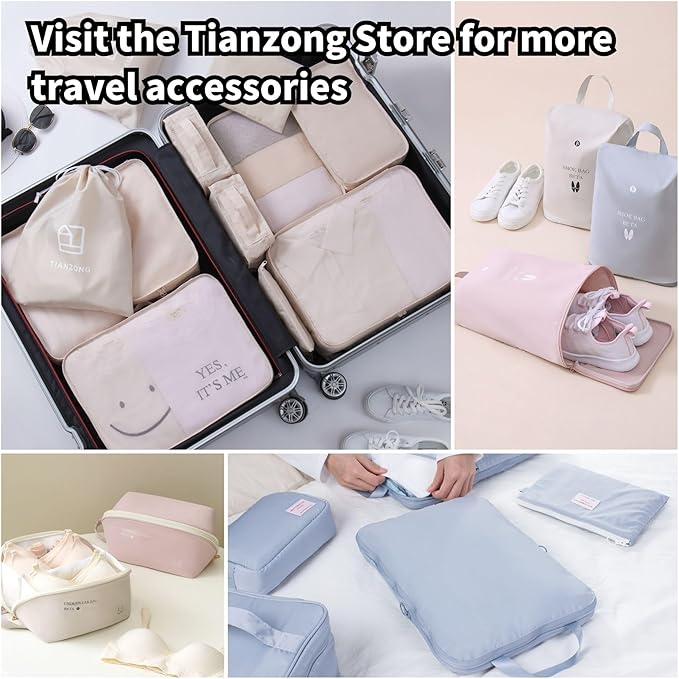 tianzong 2 Pack Plaid Travel Shoe Bag with Carry Handle & Mesh Pocket - Shoe Organizer for Sneakers, Heels, Sandals, Gym, Laundry (Pink)