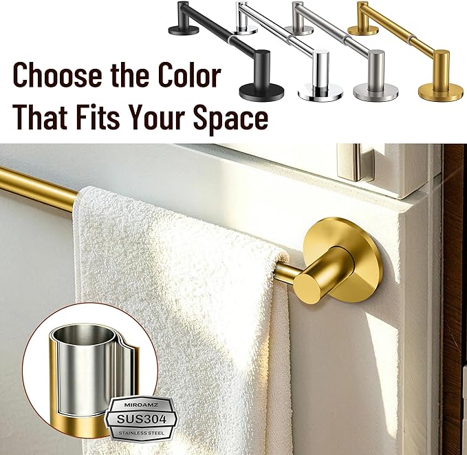 Magnetic Towel Bar, Adjustable Towel Rod with Larger Magnetic Base & Hidden Magnet Design, Non-Slip Magnetic Towel Holder for Refrigerator, Dishwasher, Oven, Washer (Brushed Gold, 2Pack)