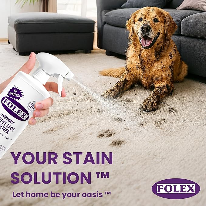 FOLEX Instant Carpet Spot Remover With Reusable Cleaning Cloth (1 Pack + 128 oz Refill)