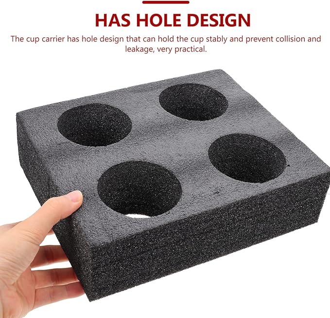 Operitacx Foam Drink Carrier 4 Cup Beverage Fixed Cup Holder Tray for Hot and Cold Drinks Thickened Foam with 4 Compartments for Restaurants Cafes Parties and Outdoor Use