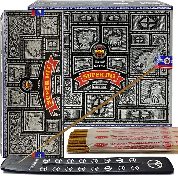 Super Hit Incense Sticks 100g and Holder Bundle - Pack of 6 (Approx 600 Sticks)