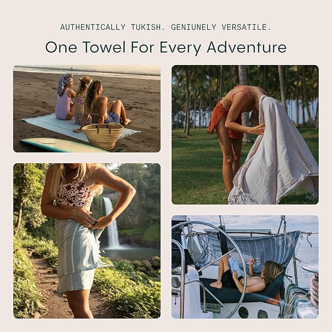 WETCAT Turkish Beach Towel Oversized (38"x71") 100% Turkish Cotton, Made in Turkey - Sand Free, Extra Large, Ultra Soft, Quick Drying, Compact & Lightweight for Travel - Aqua