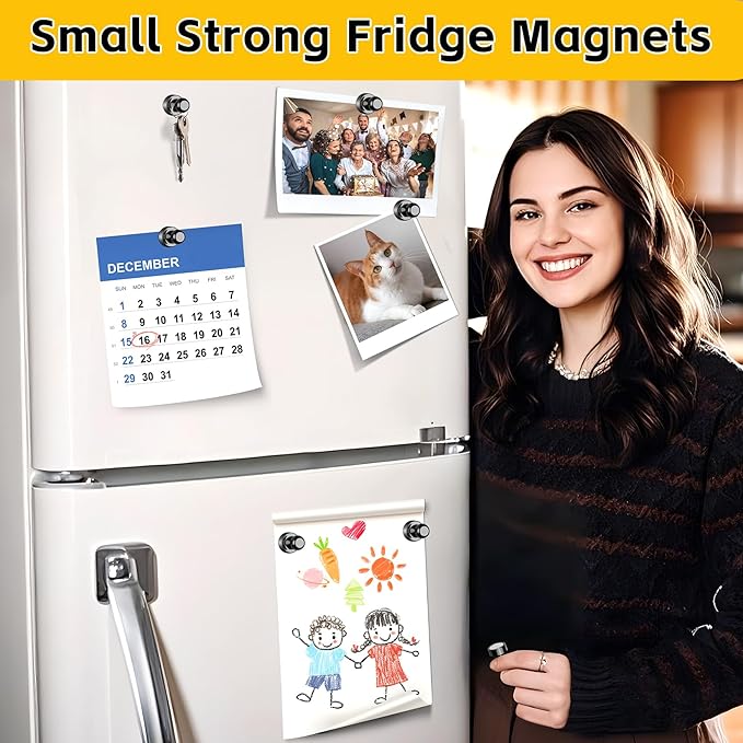 VNDUEEY 40Pcs Black Refrigerator Magnets, Strong Whiteboard Magnets, Fridge Magnets for Adults, Small Magnet for Kitchen, Office, School, Locker, ISO9001VN1214