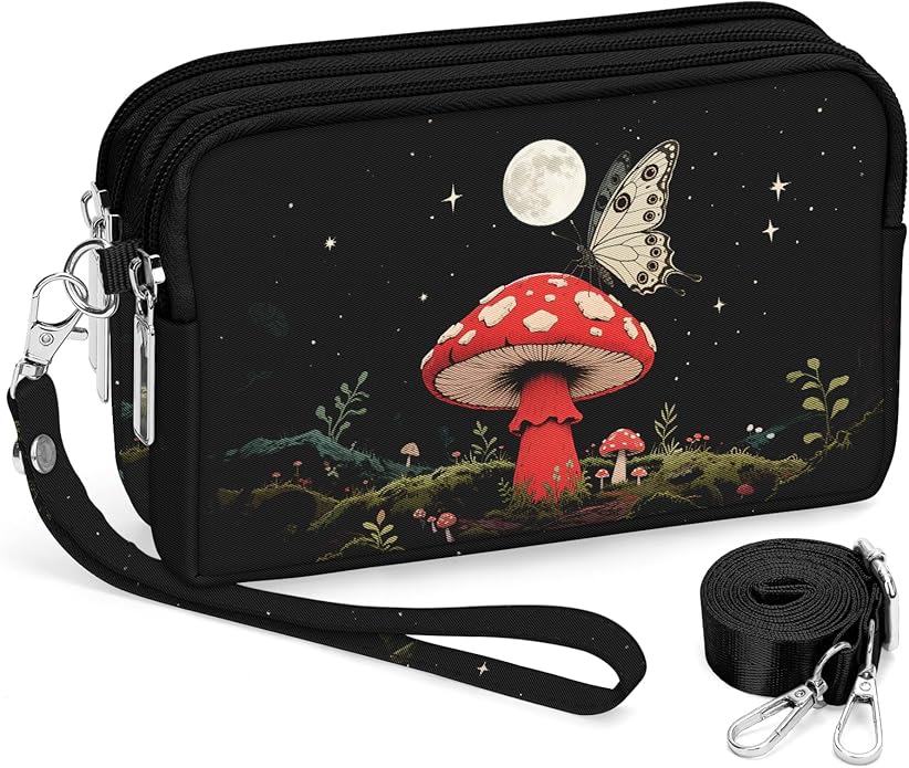 BIAOTIE Wristlet Purses for Women, Nylon Small Crossbody Bags with Adjustable Strap 3 Zipper Wristlet Wallet Phone Organizer