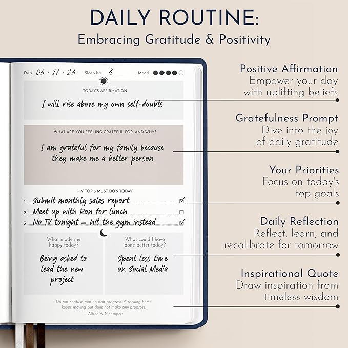 RYVE Gratitude Journal for Men – 6-Month Guided Mindfulness Journal with Prompts, Daily Writing & Reflection, Mindfulness Gifts for Men