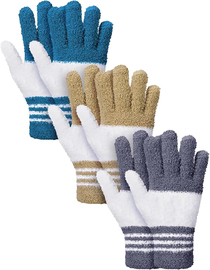 Patelai 3 Pairs Microfiber Plant Dusting Gloves Leaf Cleaning Gloves for Indoor Plants, Blinds, Furniture, House (Small, Dark Blue, Gray, Khaki, White)
