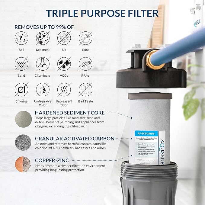 Fortitude V2 Series Sediment/Carbon/Zinc Bacteria Inhibiting Triple Purpose Replacement Filter - Standard (Sediment/Carbon/Zinc, Standard)