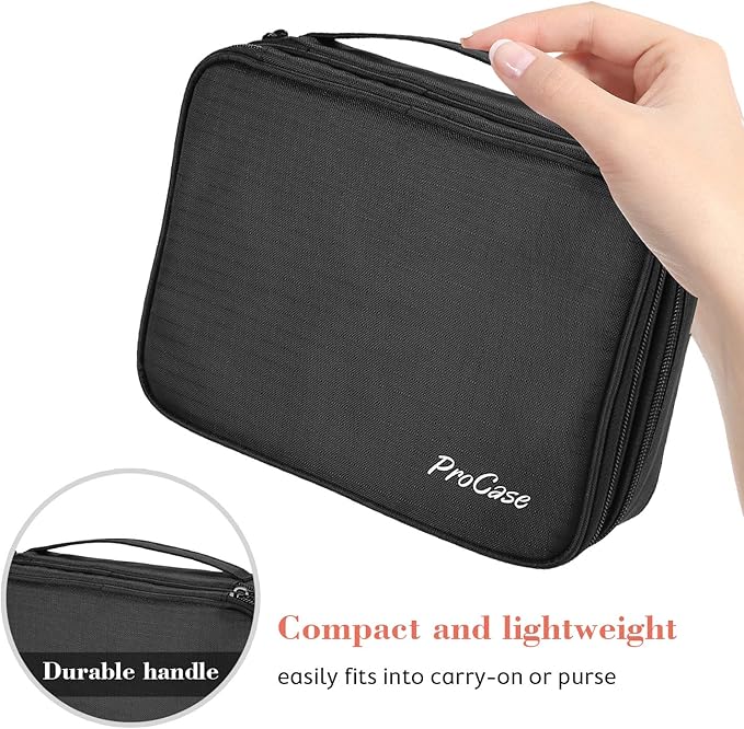 ProCase Travel Jewelry Case Organizer Bag, Soft Padded Jewelry Carrying Pouch Portable Storage Holder for Earrings Ring Necklace Bracelet Chain