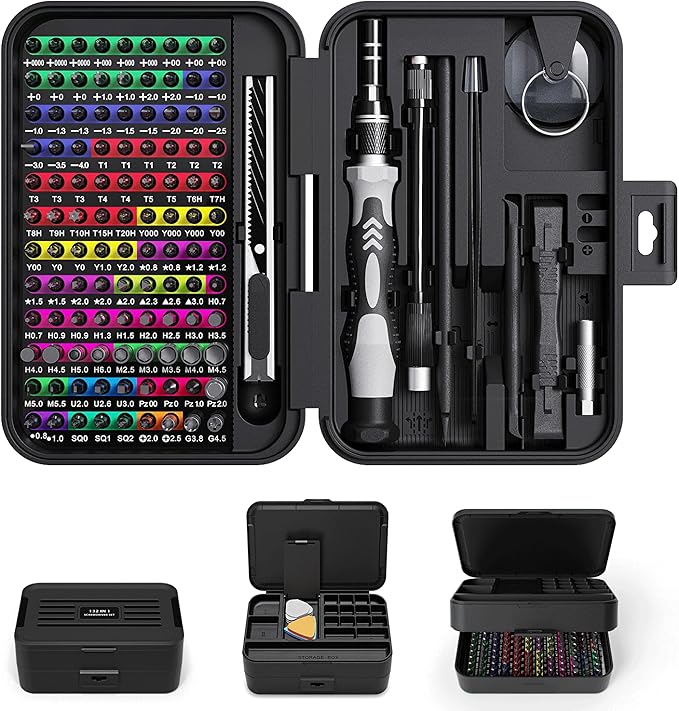 Mini Precision Screwdriver Set with Color-coded Identification, 132 in 1 Micro Magnetic Repair Tool Kits with Storage Box, 108 Bits,Small Manual Screw Driver Toolkits for iPhone/Mac/iPad/Table