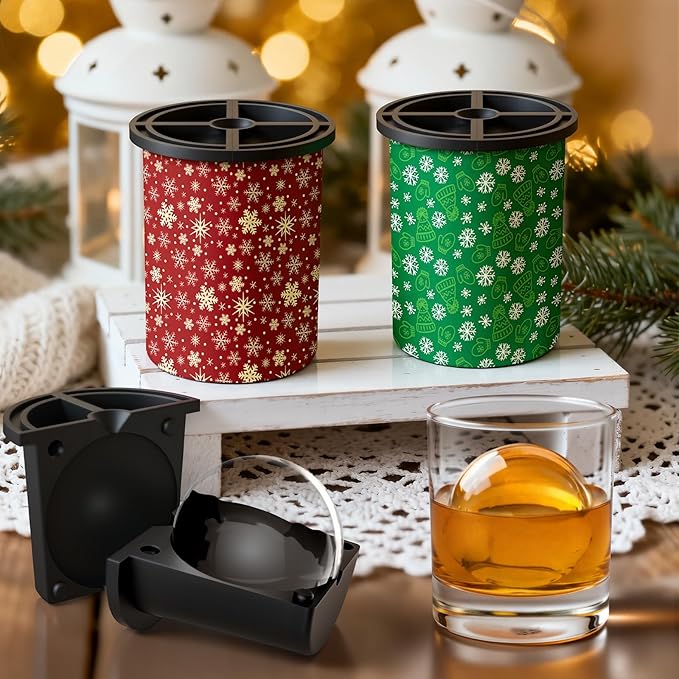 Clear Ice Cube Maker - 2.5" Round Ball - Stainless Steel Clear Ice Cube Molds - Sphere Mold & Christmas Gift for Cocktails, Drinks & Bourbon, Whiskey Gifts for Men Women Dad(2 Packs)
