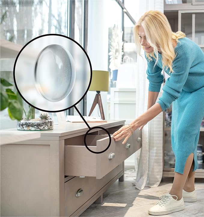 Slipstick Premium Cabinet Door Bumpers 1/2” Round Clear Adhesive Pads, Cabinet Stoppers, Rubber Bumpers for Drawers, Cupboards, Cutting Boards, Glass Tops, Picture Frames, Furniture, 20 Dampers