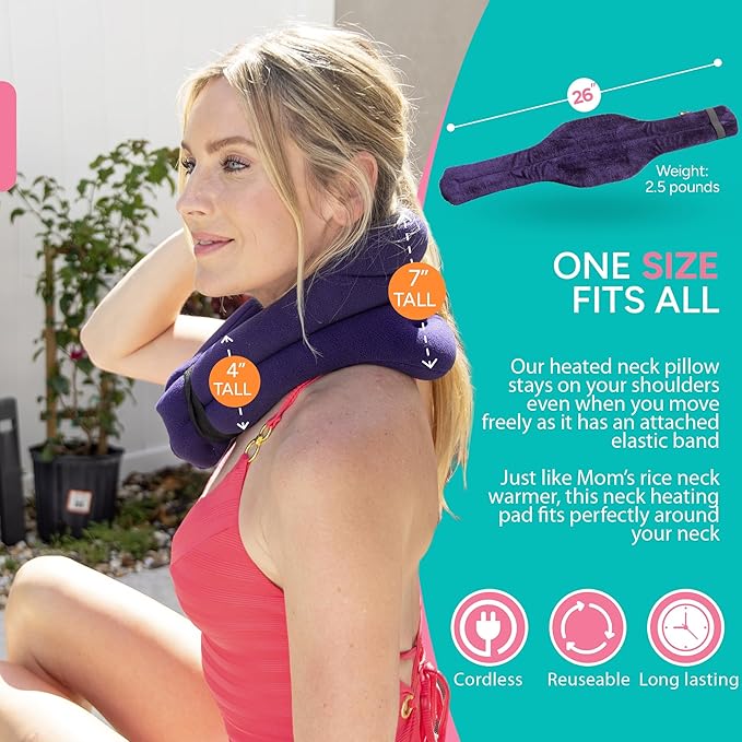 SunnyBay Microwave Heating Pad, Microwavable Heated Neck and Shoulder Wrap with Wide Neck Coverage, Hands-Free Moist Aromatherapy Hot Pack with Lavender, 26x7 Inches, 2.5 lbs, Purple