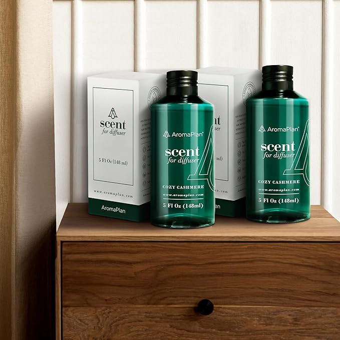 AromaPlan Hotel Scents Cozy Cashmere 5 Fl Oz (2 Pack), Luxury Aroma & Hotel Fragrance Diffuser Oil- Hotel Diffuser Oil for Aromatherapy- USA Made, Bigger Bottle, Bolder Aroma & Longer Lasting