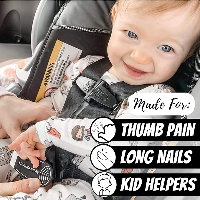 UnbuckleMe Car Seat Buckle Release Tool - Easy Opener Aid for Arthritis, Long Nails, Older Kids - Button pusher for infant, toddler, convertible 5 pt harness car seats - As Seen on Shark Tank (Purple)