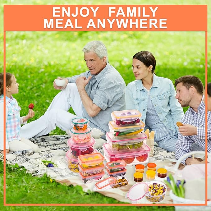 38 Pcs Large Food Storage Containers - 85 oz to Small Container Stackable Kitchen Storage Bowls Sets - BPA Free Leak-Proof Plastic Food Storage Containers with Lids Airtight - Microwave Freezer Safe