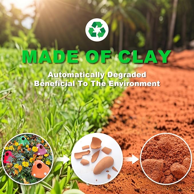 Tuzinano Terracotta Self-Watering Devices Premium Self-Watering Spikes Upgraded Planter Insert Device Irrigation Dripper Professional Garden Automatic Plant Accessories 4 Packs (Colorful Mushroom 2.0)