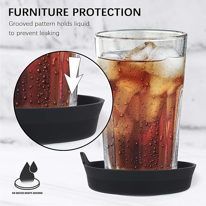Amooca Car Cup Coaster Universal Non-Slip Cup Holders Bling Crystal Rhinestone Car Interior Accessories 4 Pack Black Flower