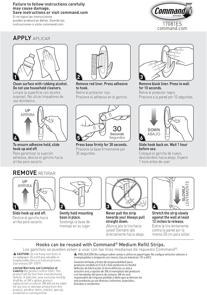 Command Medium Designer Hooks, 9 Hooks and 12 Strips, Damage-Free Hanging Wall Hook with Adhesive Strips, No Tools Great for Hanging, Organization and Storage, Holds up to 3 lb
