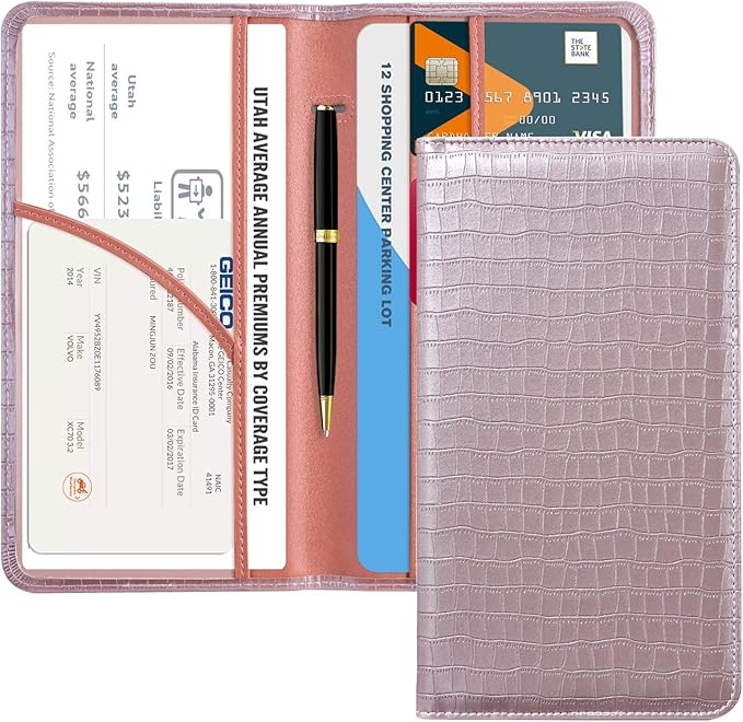 CoBak Car Registration and Insurance Holder - Vehicle Glove Box Car Organizer, Auto Truck Compartment Accessories Case with Magnetic Closure for Driver License, Cards