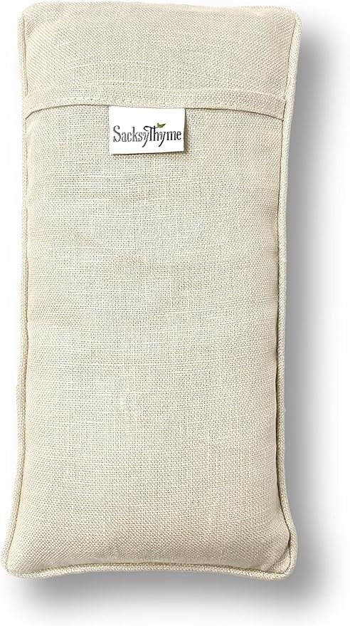 Sacksy Thyme Organic Linen Eye Pillow - Lavender & Flaxseed for Relaxation, Yoga, Stress Relief - Microwavable Heating Pad & Cool Compress - Made in USA - Gifts for Meditation