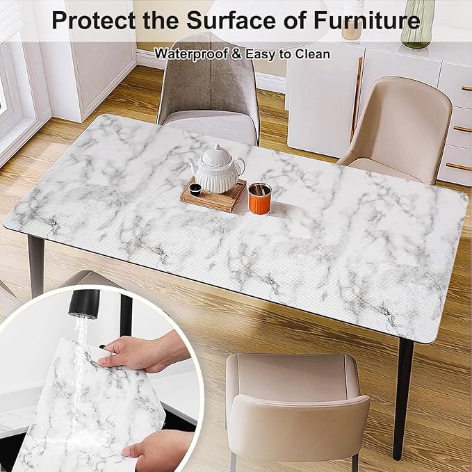 Drawer and Shelf Liner for Kitchen Cabinet,Non-Adhesive Cabinet Liner 18in x 10FT,Waterproof Shelf Paper Non-Slip Mats Cupboard Liners Contact Protect Dresser/Shelves/Table-Marble