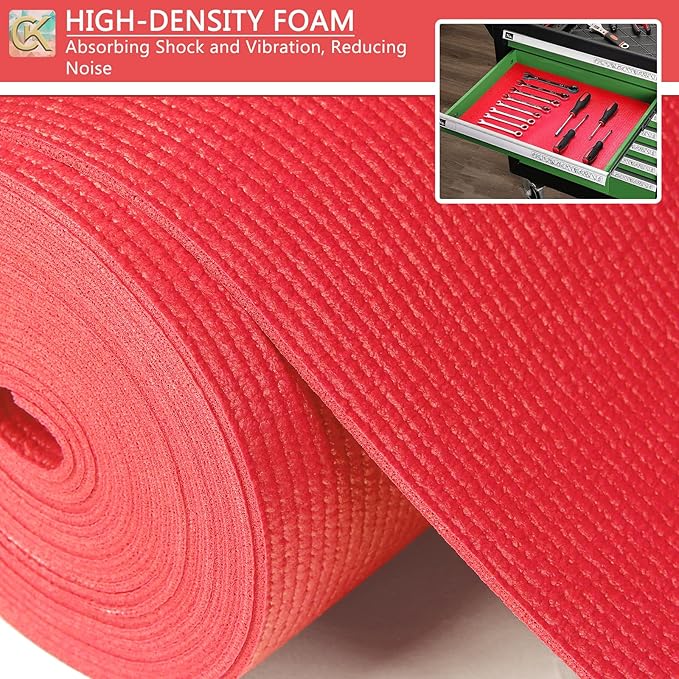 Foam Toolbox Liner Shelf Liner, Thickened Durable Pad Tool Box Mat for Protecting Your Tools, Work Surfaces, Garage, Chest -Red 3mm Thickness, 16 inch*6 ft