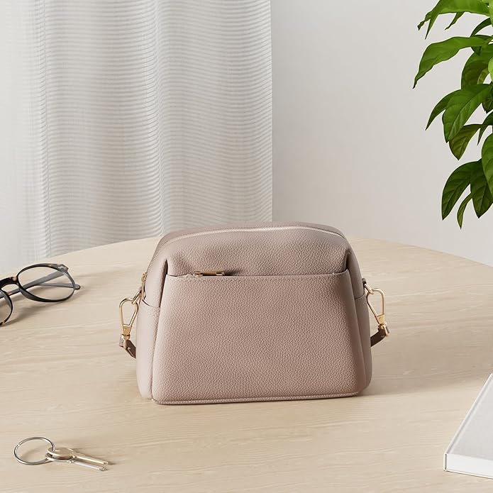 FashionPuzzle Triple Zip Small Crossbody Bag