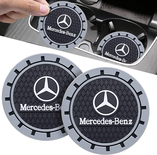 Car Cup Coaster, 2PCS Universal Non-Slip Cup Holders, Compatible with Mercedes Benz Series Car Cup Holder Coasters，Car Drink Coaster Holder Accessory, Black