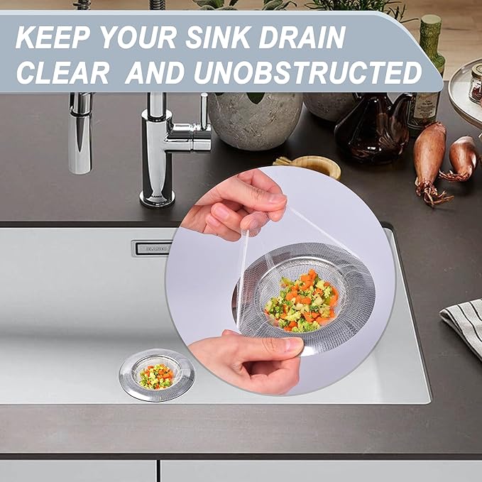 300 PCS Disposable Mesh Sink Strainer Bags, Ultra-Fine Elastic Drain Covers for Kitchen Sink, Catches Sourdough & Coffee Grounds, Anti-Clogging Kitchen Must-Haves (4 inch)