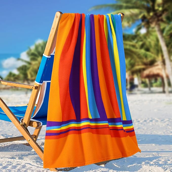 2 Packs Oversized Beach Towel Set Extra Large Big XL Pool Camping Swim Clearance Towels 36x72 Soft Blanket Cruise Essentials Accessories Must Haves Vacation Necessities Adult Blue Flower Stripe