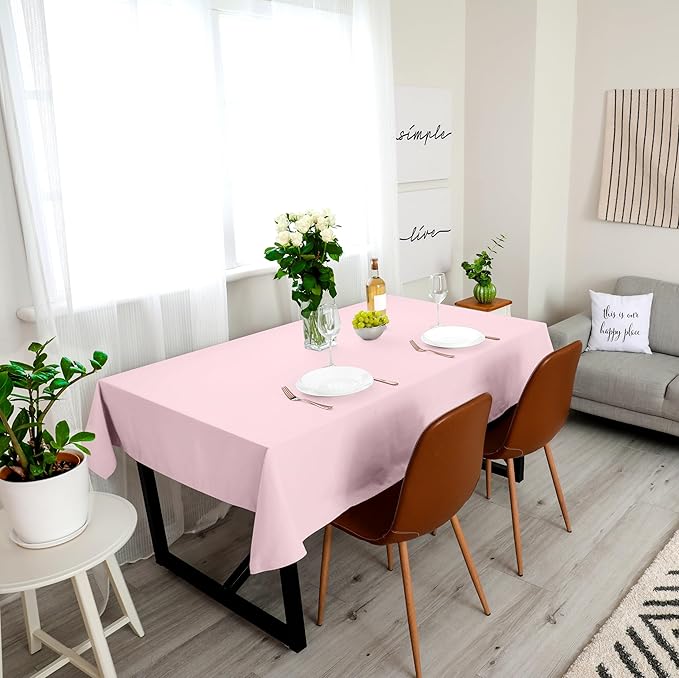 Utopia Kitchen Rectangle Table Cloth 2 Pack(60x102 Inches, Pink), Tablecloth Machine Washable, Polyester Table Cover for Dining, Buffet Parties, Picnics, Events, Weddings and Restaurants