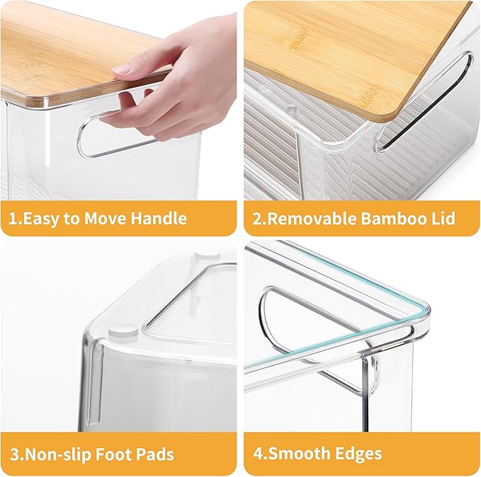 YAFFWA Extra Large Trash Bag Holder 4 Pack Garbage Bag Dispenser Roll Holder with Lid Laundry Room Organizer Under Sink Stackable Storage, Wall Mounted Laundry Dryer Sheet Holder Clear Pod Container