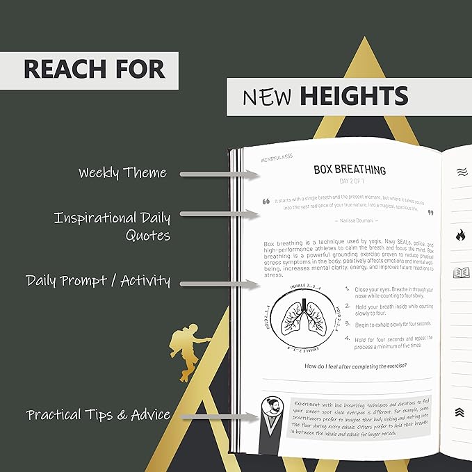 The Vibe Journal and Pen Gift Set: 13-Week Guided Mindfulness Journal for Men | Thoughtful Daily Prompts, Practical Exercises, and Habit-Building Tools | A5 Size | Premium Self-Care and Writing Gift