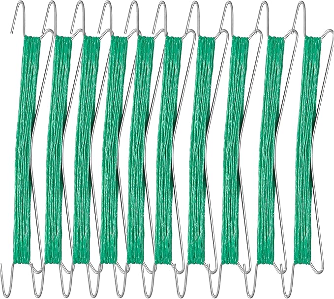 UCSAJI 10 PCS Tomato Support Hooks 10m Twine Vegetable Support Clips String Rope Plant Trellis for Climbing Plants Hooks to Prevent Tomatoes from Pinching or Falling Off (Green)