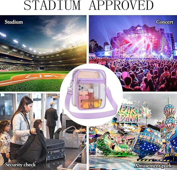 USPECLARE Clear Purse Stadium Transparent Messenger Bag Stadium Approved for Men and Women Clear CrossBody Bag