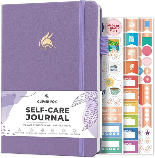 Clever Fox Self-Care Journal – Daily Reflection Notebook – Mental Health & Personal Development Planner, Meditation & Mood Log, A5 (Lavender)