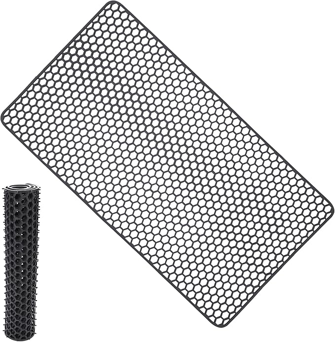 Sink Protectors for Kitchen Sink - 28.62" x 15.98" Silicone Mat - Can DIY Drain Holes - Non-slip Heat Resistant Liner for Bottom of Farmhouse Porcelain Stainless Steel（Grey）